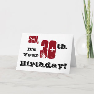 Carte Le salut de 30e anniversaire de son fils en noir,