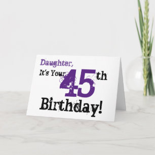 Carte Le salut de 45e anniversaire de la fille en noir,