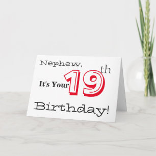 Carte Le salut du 19ème anniversaire de Nephew en rouge 