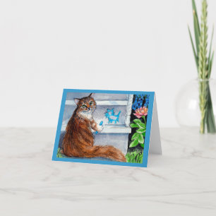 Carte Le signe de clochard de chat, dame aimable vit ici