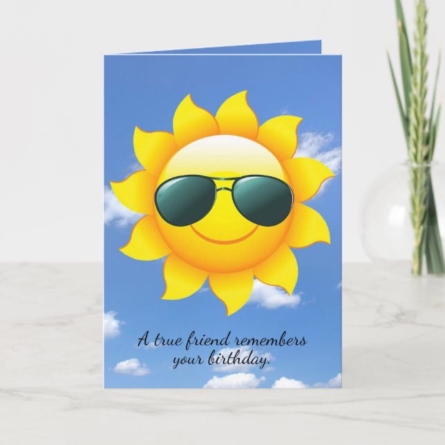 Carte le soleil d'anniversaire avec des lunettes de (Devant)