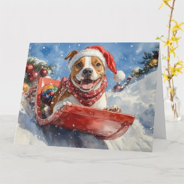 Carte Le Staffordshire américain à Noël doré (Fleur jaune)