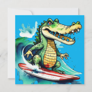 Carte Le surf de crocodile drôle