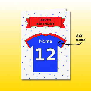 Carte le T-shirt bleu rouge du 12ème anniversaire