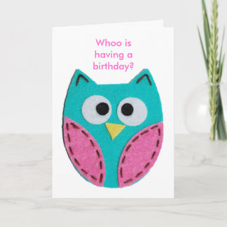 Carte le turquoise-hibou, Whoo a un anniversaire ?