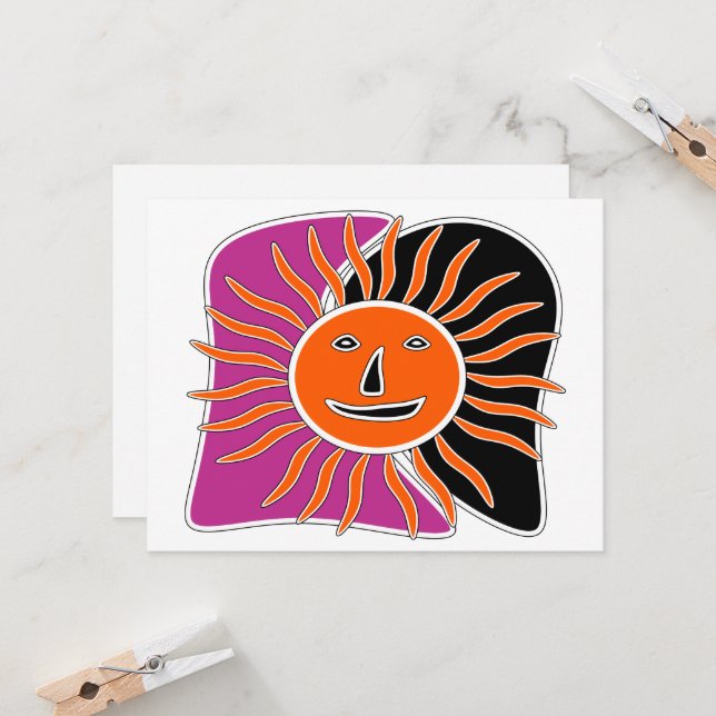 Carte Le visage souriant du soleil (Devant/Arrière en situation)