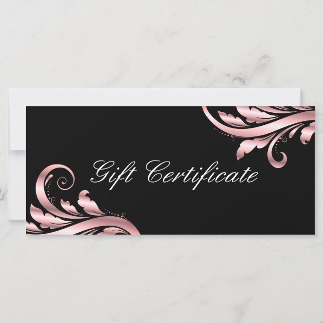 Carte Leaf Swirl Nail Salon Certificat cadeau Pink Black (Dos)