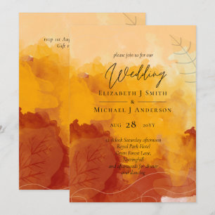 Carte LeahG Budget Mariage Aquarelle Coucher de soleil F