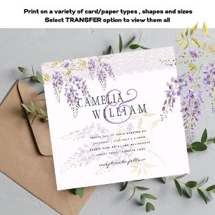 Carte LeahG Purple WISTERIA Dentelle Florale Mariage INV