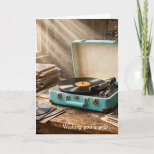 Carte Lecteur de disques rétro portable d'anniversaire