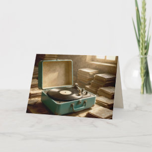 Carte Lecteur de disques rétro portable pour anniversair