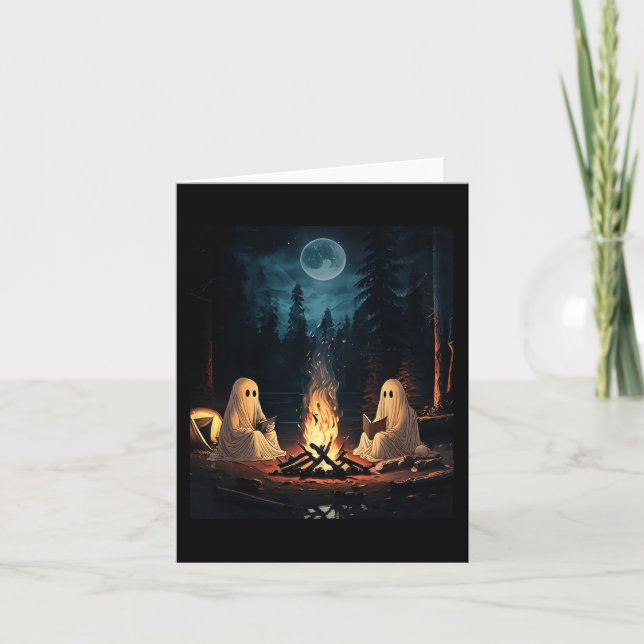 Carte Lecture du livre d'Halloween Ghost Forest Camping  (Devant)