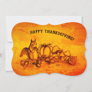 Carte L'écureuil en Automne, Bon thanksgiving !