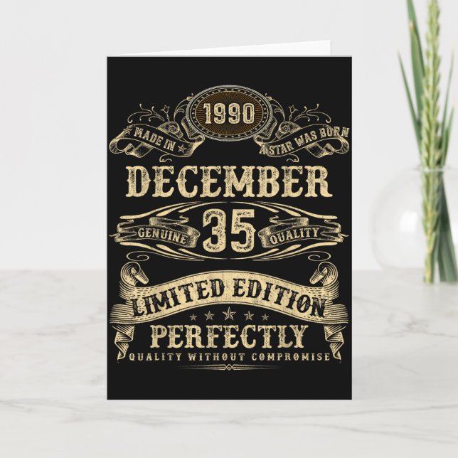 Carte Legendary Man Born December 1990 35th Birthday  (Devant)