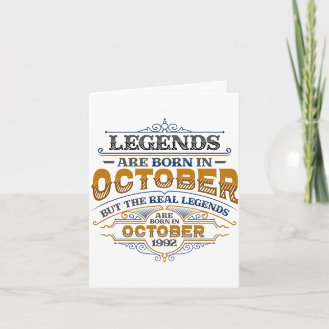 Carte Legends Are Born In October 1992 Womens Birthday C (Devant)