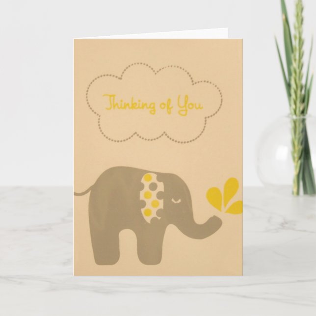 Carte L'éléphant pensant à vous cardent (Devant)