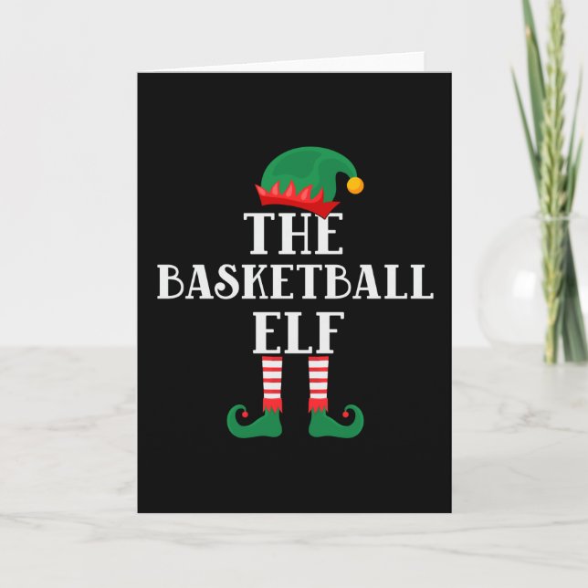 Carte L'elfe de basket-ball drôle de Noël (Devant)