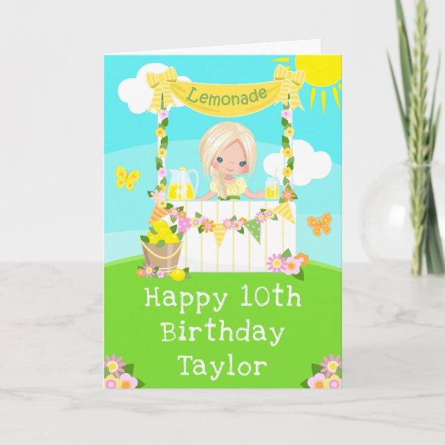 Carte Lemonade Blonde Coiffeuse Fille Joyeux Anniversair (Devant)