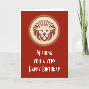 Carte Leo Juillet Août Anniversaire avec signe zodiaque 