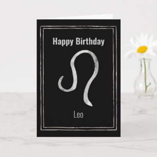 Carte Leo Lion argent astrologie zodiac Joyeux Anniversa