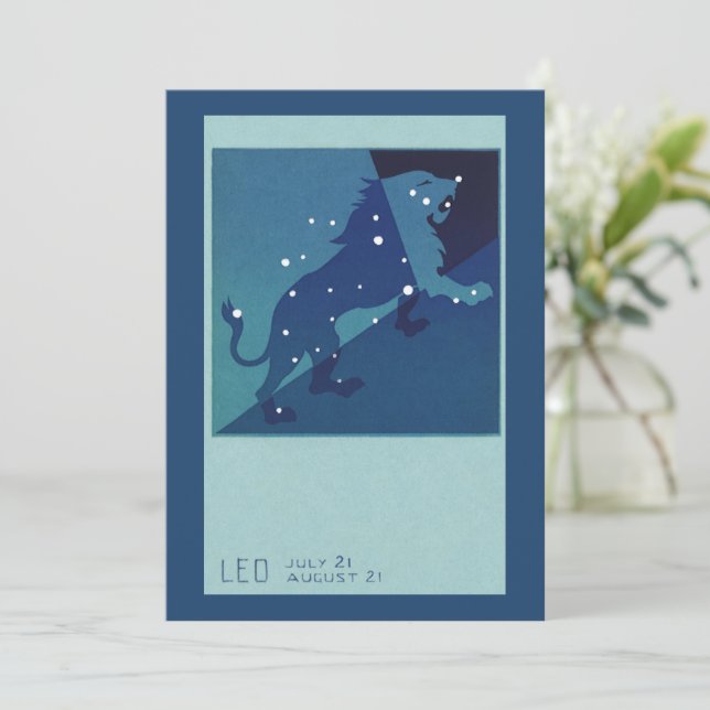 Carte Leo Lion Constellation Astrologie Zodiaque Vintage (Debout devant)