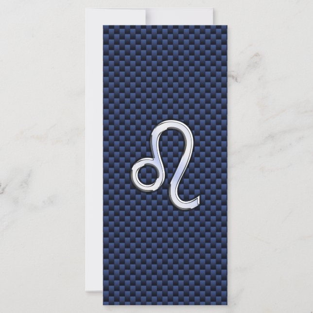 Carte Léo Zodiac Sign on Navy Blue Carbon Fiber Print (Devant)