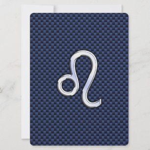 Carte Léo Zodiac Sign on Navy Blue Carbon Fiber Print