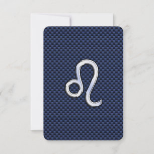 Carte Léo Zodiac Sign on Navy Blue Carbon Fiber Print