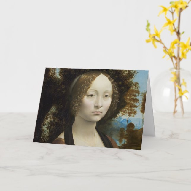 Carte Leonardo Da Vinci Ginevra De' Benci Peinture (Fleur jaune)