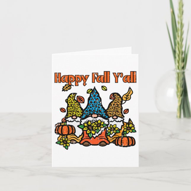 Carte Leopard Gnomes Happy Fall Yall Thanksgiving Men Ww (Devant)