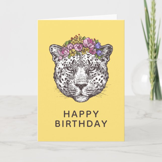 Carte Leopard Hippie Chic | Ajouter votre texte (Devant)