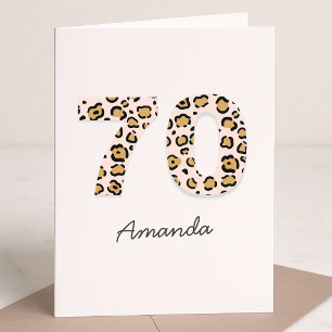Carte Leopard Print 70 Modern Cute Name 70th Birthday
