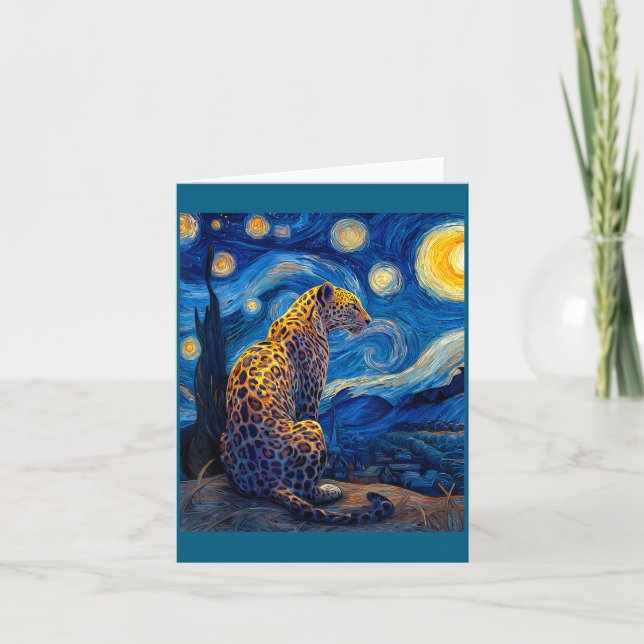 Carte Leopard - Van Gogh Style Starry Night Funny Graphi (Devant)