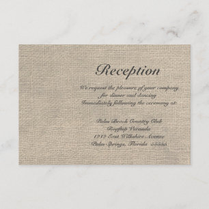 Carte l'épousant rustique de la toile de jute RSVP