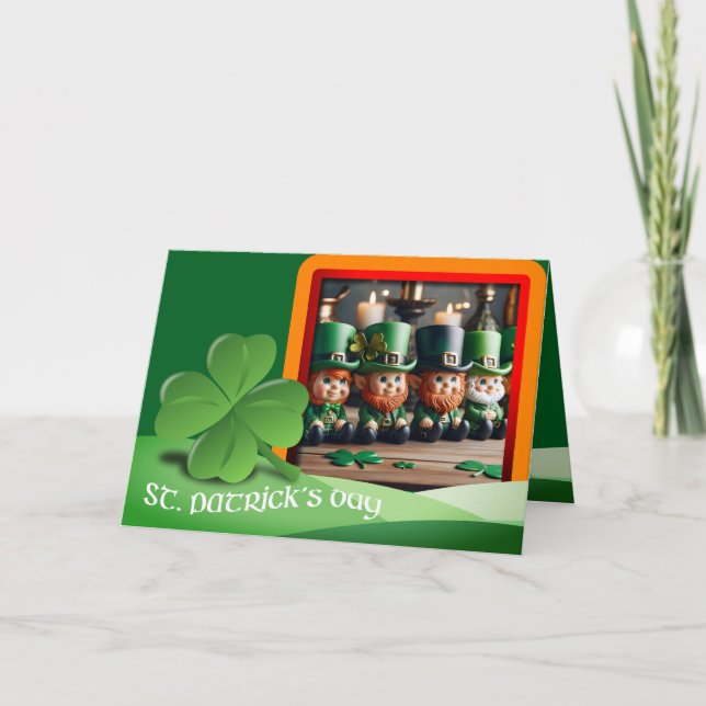 Carte Leprechauns Texte de la Saint Patrick + ajouter Ph (Devant)