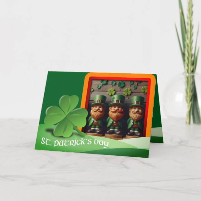 Carte Leprechauns Texte de la Saint Patrick + ajouter Ph (Devant)