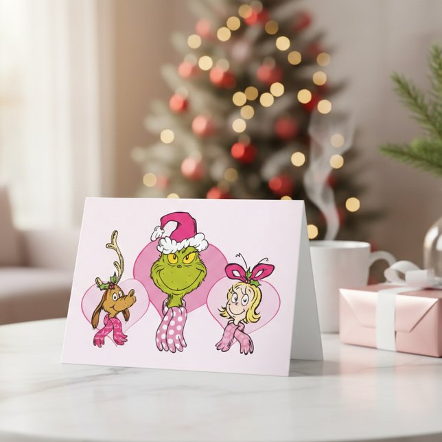 Carte L'équipe du Grinch en rose dans un portrait de la  (Créateur téléchargé)