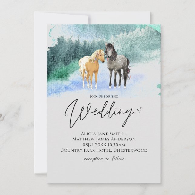 Carte Les amateurs de chevaux Mariage Modern Dreamy (Devant)