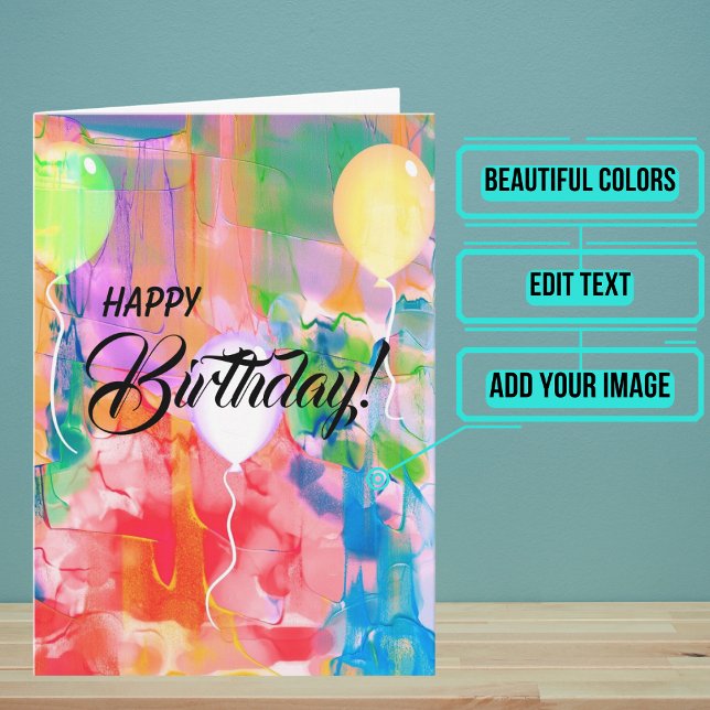 Carte Les amis sont comme les ballons Aquarelle Annivers (This beautiful watercolor card is for the loved one whom you want to give a very special card to. )
