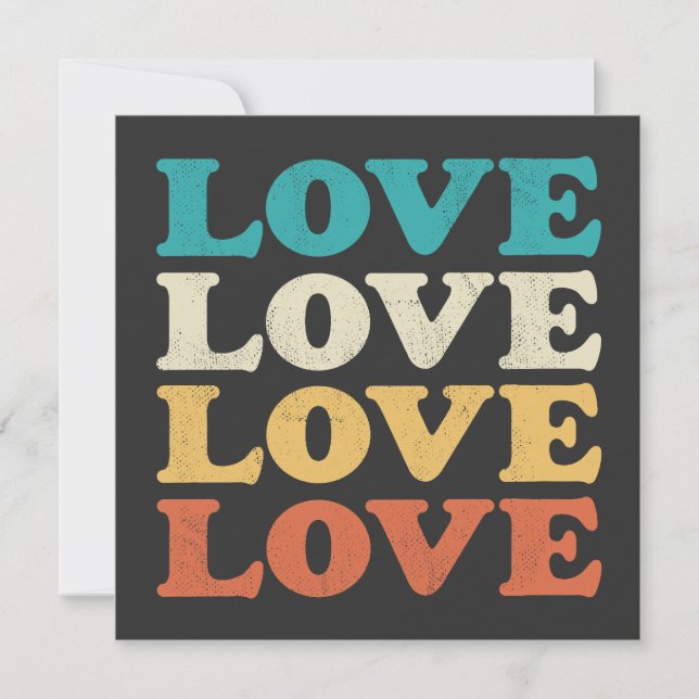 Carte les années 70 Love Retro Distressed Type de répéti (Devant)