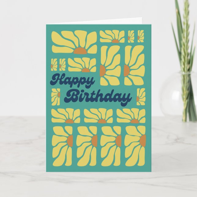 Carte les années 70 Retro Super Psychedelic Hippy Flower (Devant)