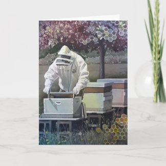 Carte Les apiculteurs Tending Honey Bee Boxes Aquarelle 
