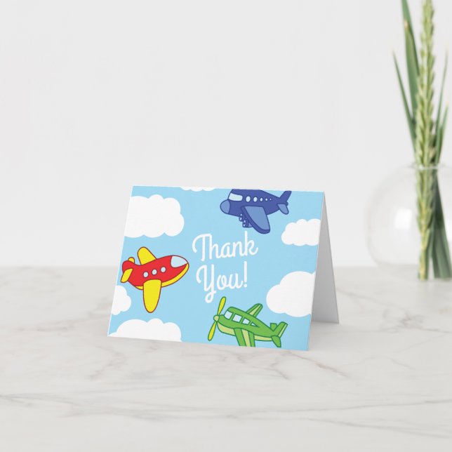 Carte Les avions jettent de mignons enfants Merci (Devant)