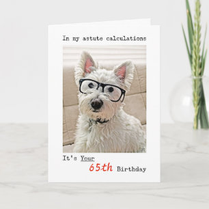 Carte Les calculs de Westie, c'est votre 65e anniversair