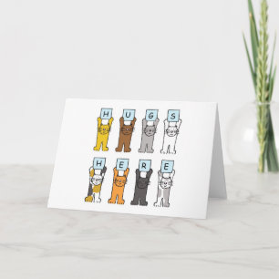 Carte Les câlins ici de mignons chats en caricature