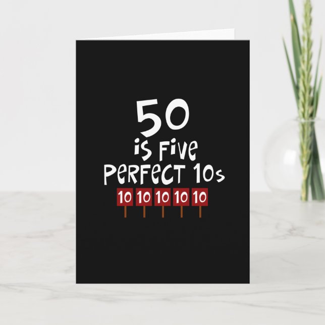 Carte les cinquantième cadeaux d'anniversaire, 50 est 5 (Devant)
