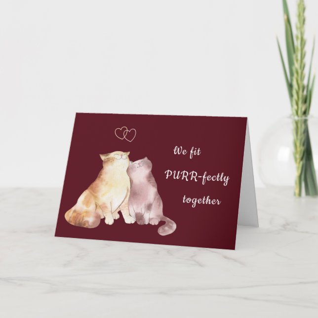 Carte Les Coeurs des chats Valentines, Mariage amoureux (Devant)