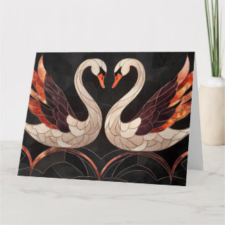 Carte Les cygnes Art déco élégants qui forment un coeur