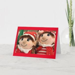 CARTE LES "ELVES" FONT DES JOUETS ET DISENT JOYEUX NOËL