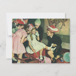 Carte Les enfants vintages jouent à la queue sur l'âne